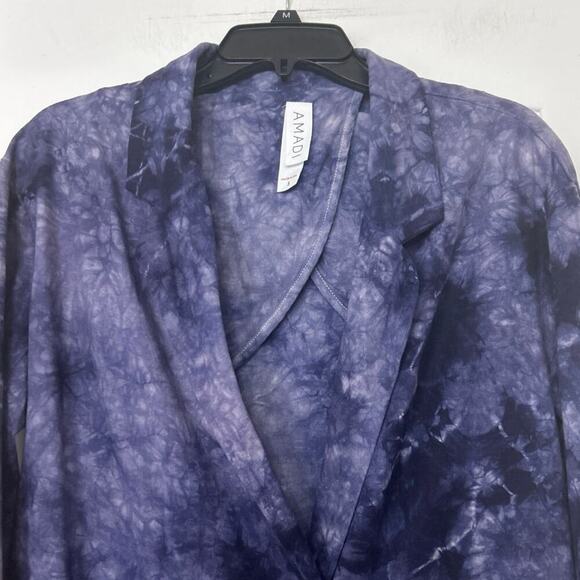 Amadi Anthropologie Hilde Double Breasted Linen Blend Tie Die Blazer Small - Picture 5 of 11